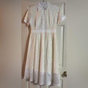 Chic Cream Lace Midi Dress